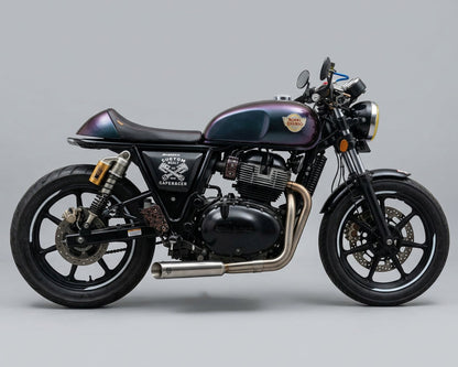 Royal Enfield- 2 x 1 Full System Exhaust with SLASH CUT SHORT CAN - Interceptor 650 / Continental GT 650