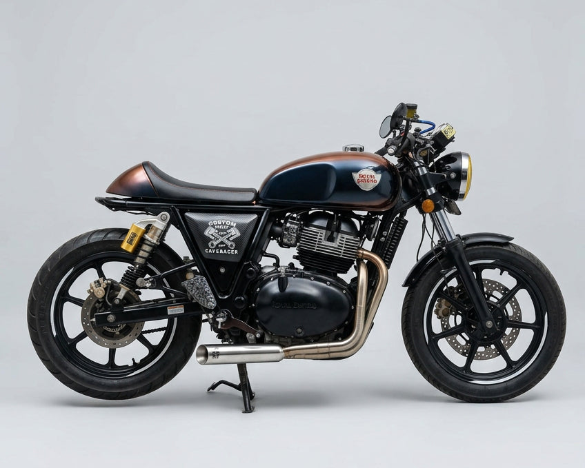 Royal Enfield- 2 x 1 Full System Exhaust with SLASH CUT SHORT CAN - Interceptor 650 / Continental GT 650