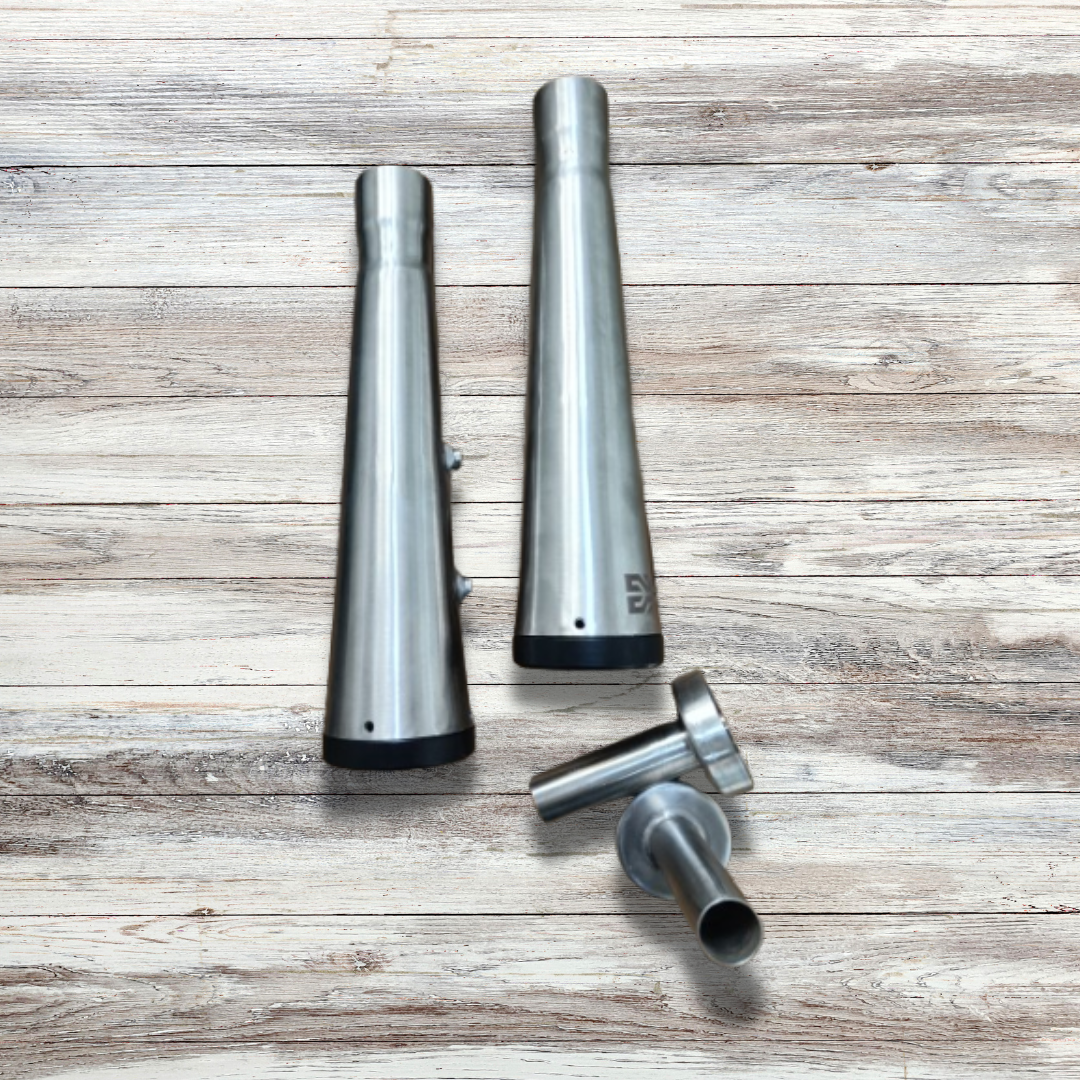 Adaptable Slip-On Silencer (Pair)- SLIM CANS-STEEL or BLACK FINISH For Royal Enfield Interceptor 650 / Continental GT 650