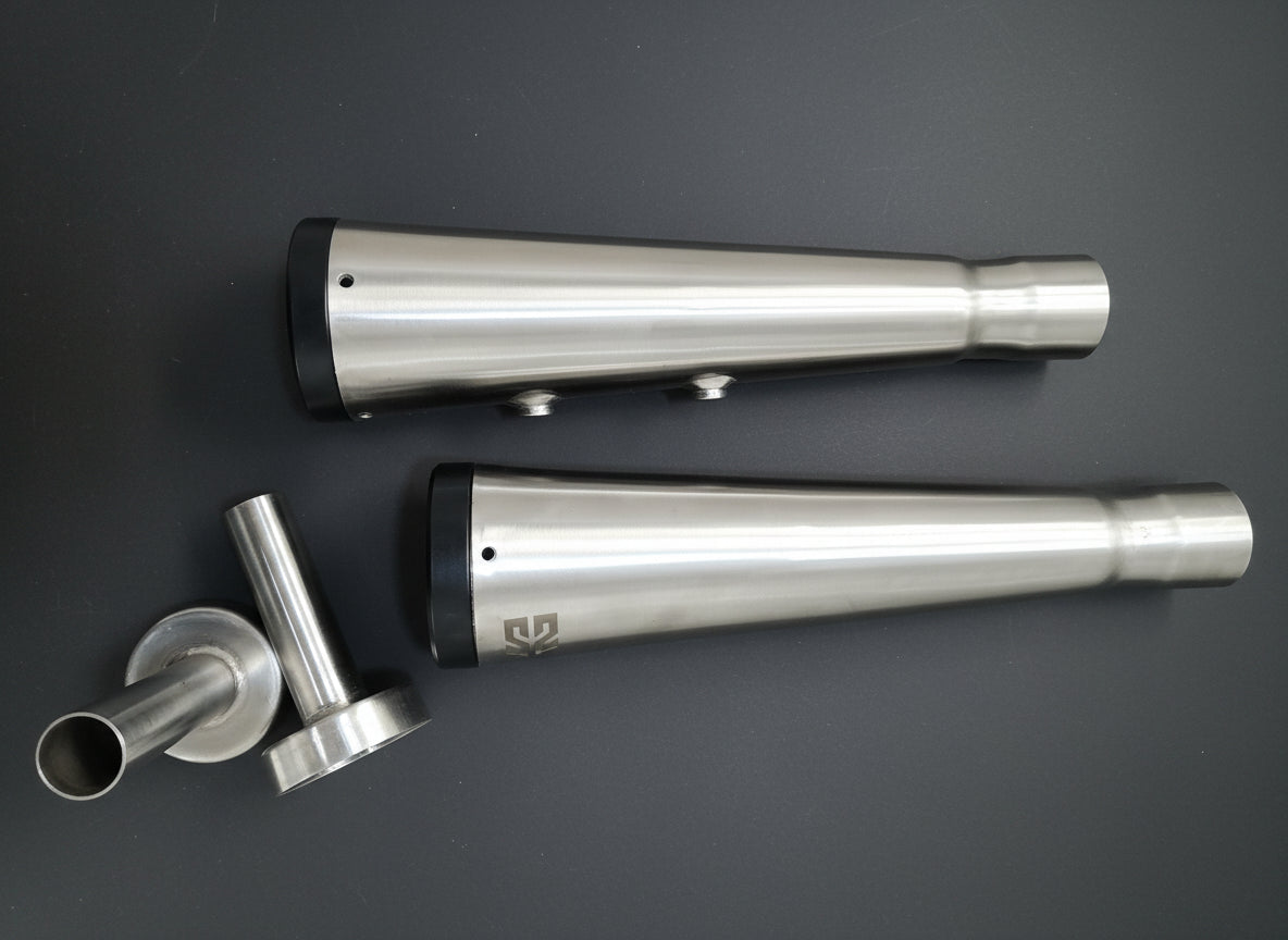 Adaptable Slip-On Silencer (Pair)- SLIM CANS-STEEL or BLACK FINISH For Royal Enfield Interceptor 650 / Continental GT 650