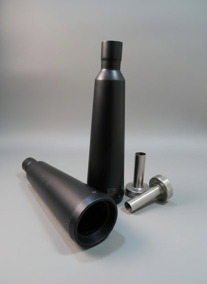 Adaptable Slip-On Silencer (Pair)- FAT CANS-BLACK FINISH For Royal Enfield Interceptor 650 / Continental GT 650