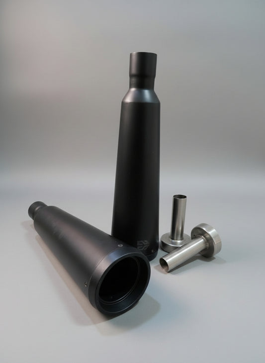 Adaptable Slip-On Silencer (Pair)- FAT CANS-BLACK FINISH For Royal Enfield Interceptor 650 / Continental GT 650