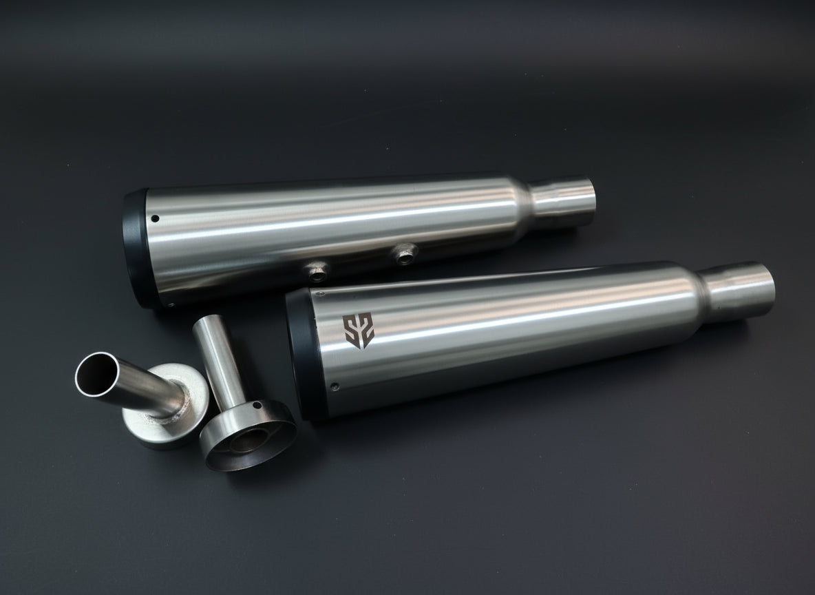 Adaptable Slip-On Silencer (Pair)- FAT CANS For Royal Enfield Interceptor 650 / Continental GT 650