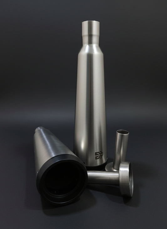 Adaptable Slip-On Silencer (Pair)- FAT CANS-STEEL FINISH For Royal Enfield Interceptor 650 / Continental GT 650