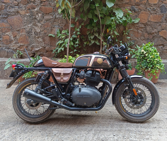 Royal Enfield- 2x2 BLACK FINISH Full System Exhaust with FAT CANS - Interceptor 650 / Continental GT 650