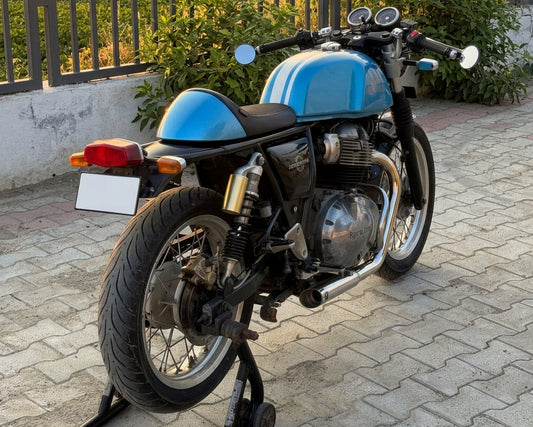 Royal Enfield- 2 x 2 Full System Exhaust with SLASH CUT SHORT CANS - Interceptor 650 / Continental GT650