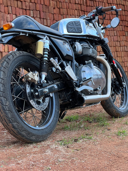 Royal Enfield 650 2 x 2 Full System Exhaust with SHORT CANS - Interceptor / Continental GT