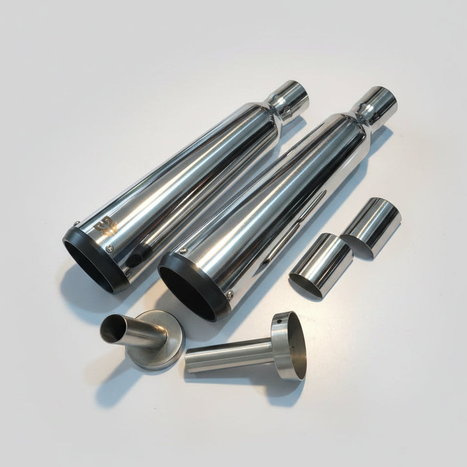 Adaptable Slip-On Silencer (Pair)- FAT CANS For Royal Enfield Interceptor 650 / Continental GT 650
